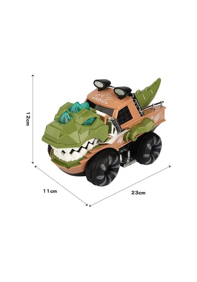 Hareketli Dinozor Oyuncak Araba - Işıklı, Müzikli, Çarp Dön Özellikli T-rex Kamyon - 2 Yaş+ Çok Renkli