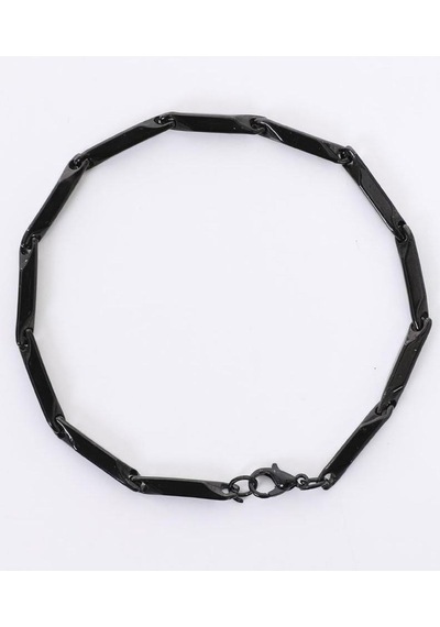 Dark Black Bambu Küp Unisex Çelik Kolye Ve Bileklik Seti Eck05S