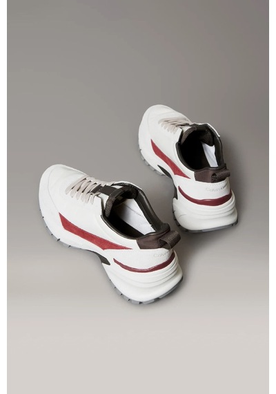 Calvin Klein Kadın Karışık Materyalli Kalın Tabanlı Sneaker - Beyaz Lily White/beluga