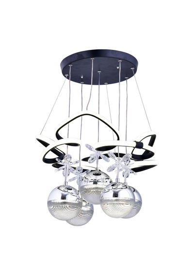 Helen 5 Top Led Sarkıt Avize,siyah,3 Renk Yanabilen Led Avize, Modern Salon Oda Led Avize
