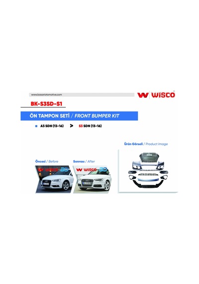Audi A3 S3 2013-2016 13-16 Arasi A3 Sedan Icin Uyumludur Tampon Seti Ön 8v5807065 Wisco