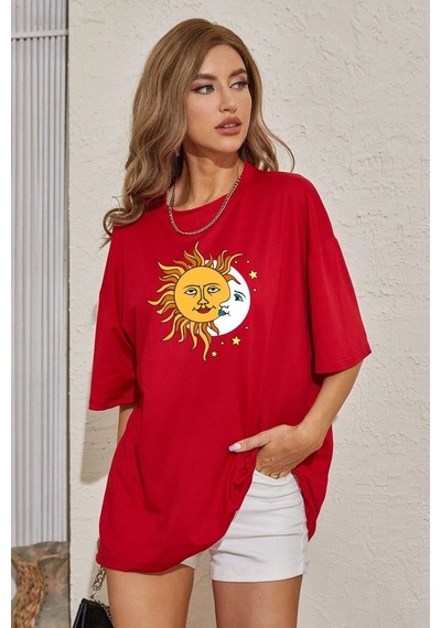 Unisex Larks' Tongues In Aspic Baskılı Tasarım Tshirt Kırmızı