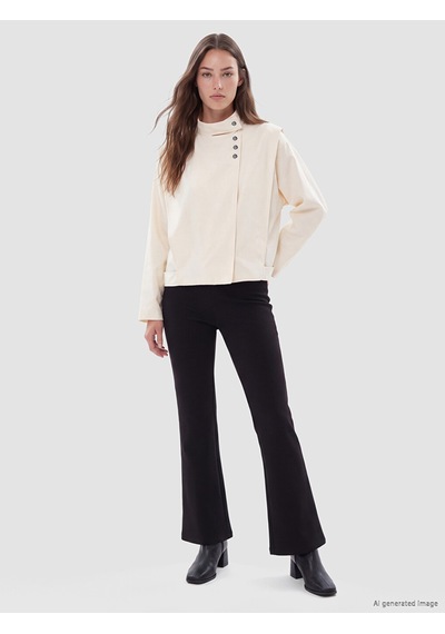 Lcw Modest Ekru Dik Yaka Oversize Kadın Yağmurluk