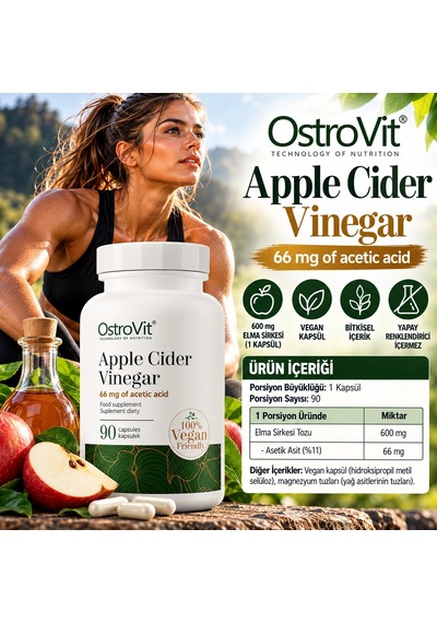 Ostrovit Apple Cider Vinegar Appetite Control & Digestive & Blood Sugar Vege 90 Capsules
