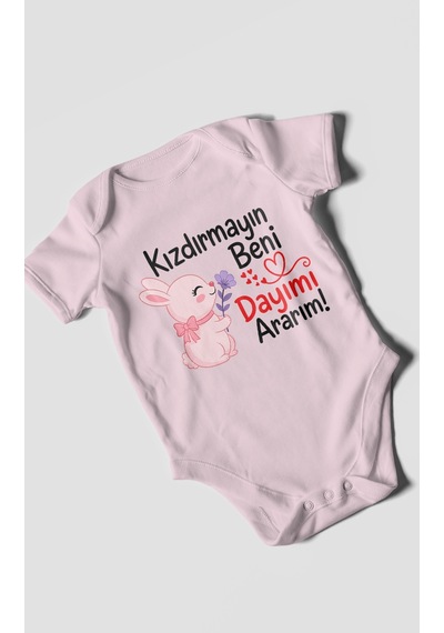 Morivokids Kızdırmayın Beni Dayımı Ararım Kısa Kollu Bebek Body %100 Pamuk Zbn165-kk Bebe Pembe