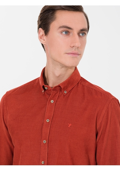 Cacharel Kiremit Slim Fit Uzun Kollu Gömlek Kırmızı Cacharel Kiremit Slim Fit Uzun Kollu Gömlek Kırmızı