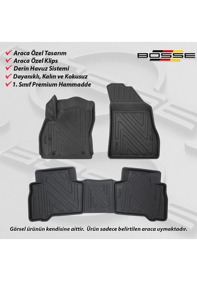 Fiat Fiorino Paspas Araca Özel Dizel / Benzinli 2007 - 2019 Paspas 3D Havuzlu Paspas