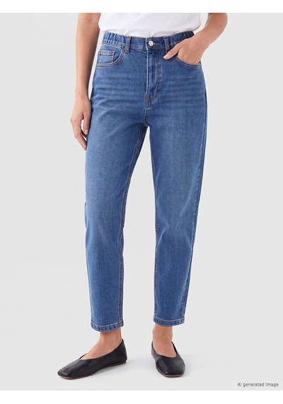 Lcwaıkıkı Classic İndigo Yüksek Bel Slim Mom Kadın Jean Pantolon