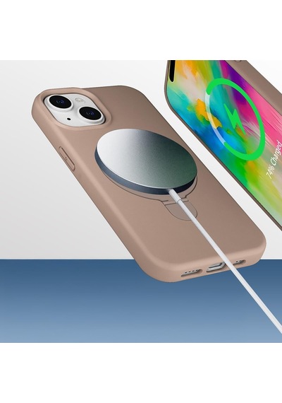 Apple İphone 15 İle Uyumlu Kılıf Standlı M-safe Şarj Özellikli Mat Parmak İzi Bırakmayan Kapak Samara Siyah