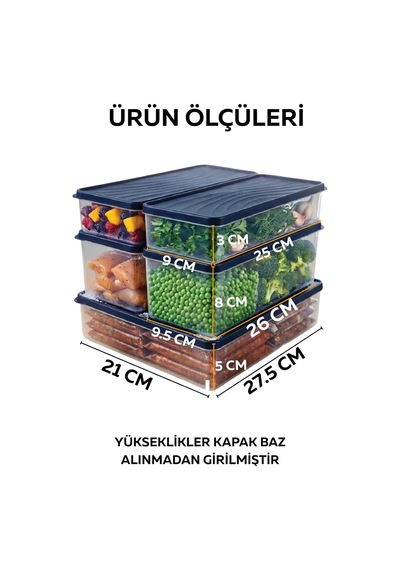 Tr 5'li Dondurucu Saklama Kabı Buzdolabı Toplam 9l Buzluk Dolap İçi Düzenleyici Set Mikrodalga Derin Dondurucu Ve D Diğer
