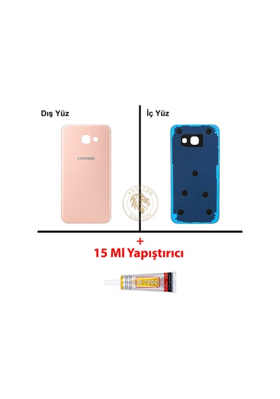 Samsung Galaxy A3 2017 A320 Pembe Renk Arka Kapak + B7000 Yapıştırıcı Arka Cam Batarya Kapağı Pil Kapağı Lazer Kesim Back Cover Galaxy A3 2017 Uyumlu