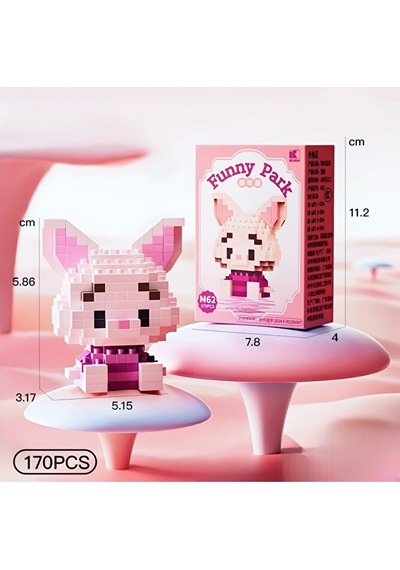 Bricks Premium Seri Yeni Stil Winnie The Pooh Ve Piglet 2'li Set 3d Yapboz Puzzle Yapı Blokları Hobi