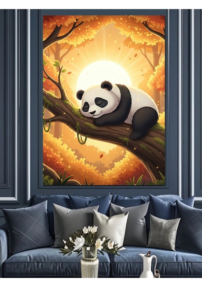 Ahşap Tablo Ağaç Üstünde Panda Yavrusu