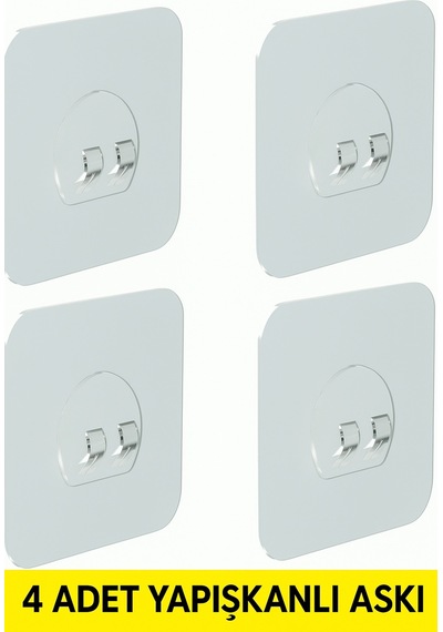 4 Adet Güçlü Şeffaf Duvar Askısı Matkapsız, Güçlü Tutucu,banyo Ve Mutfak Kullanımı 7x7 Cm Beyaz Diğer