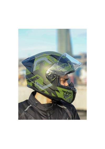 Rapıd 2 Race Thunder Bırds Mat Yeşil-siyah-gri Kask + Spoiler Mat yeşil - Siyah