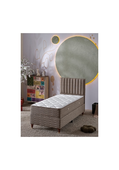 Beehanem Ezgi Premium Başlık + Baza + Yatak Seti 100x200 Geniş Tek Kişilik Kahverengi Modern 3'lü 100 x 200