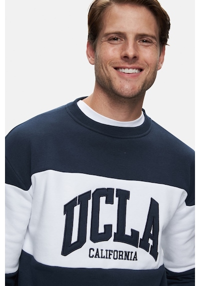 Ucla Archer Lacivert Bisiklet Yaka Nakışlı Loose Fit Erkek Sweatshirt Siyah