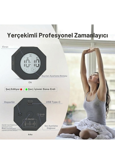 Npo Npt22cs Alarmlı G-sensör Otomatik Zamanlayıcılı Küp Kronometre Pomodoro Motivasyon Saati