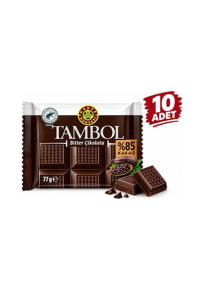 Tambol Bitter Çikolata 77 Gr % 85 Kakao Yoğun Lezzet 10 Adet - 932311801