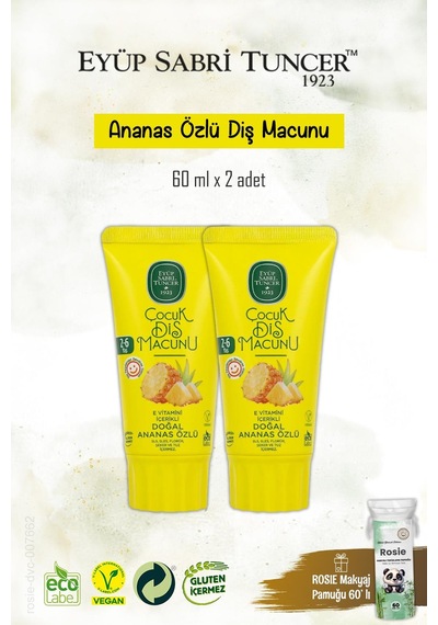 Doğal Ananas Özlü Diş Macunu 2 Adet 60 Ml, Rosie Hediye