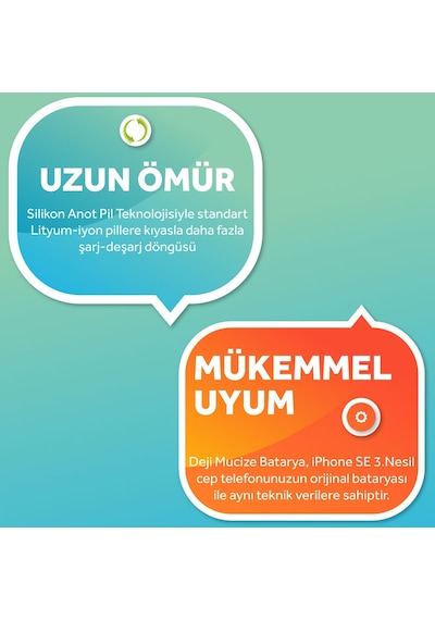 Apple Uyumlu iPhone Se 2022 3. Nesil Batarya Mucize Batarya Deji - Normal Ka