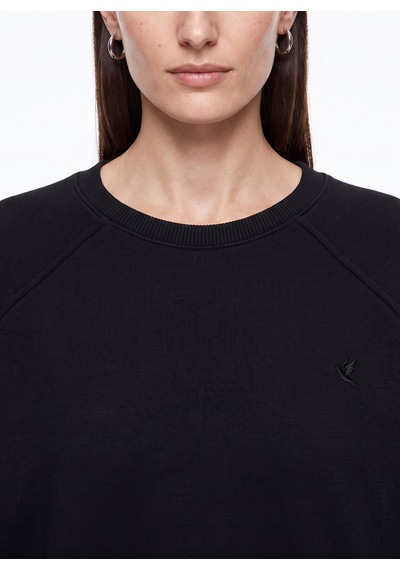 Fabrika Siyah Kadın Bisiklet Yaka Oversize Sweatshirt Falu-y