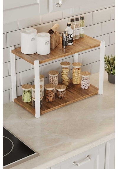Çok Amaçli Banko Rafi Beyaz Profil Çam Sunta 45x18x34 Cm Mtl046 Beyaz-çam