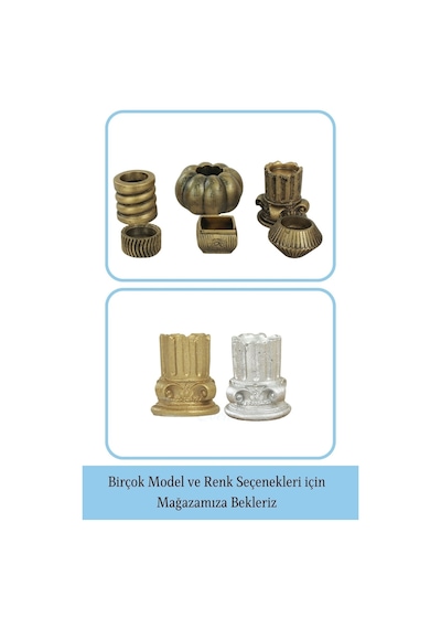 Eskitme Mumluk Şamdan 3 Adet Tealight Uyumlu Tarihi Sütun Model - Altın Eskitme