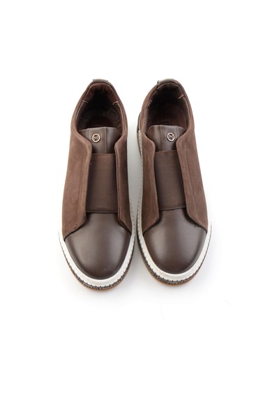 Bambi Kahve Hakiki Deri Erkek Sneaker E01610000603