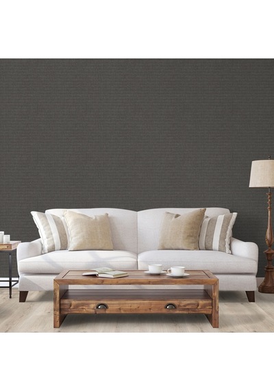 Muse Koleksiyonu 25102-6 Koyu Kahverengi Dokulu Silinebilir Nonwoven Vinil Duvar Kağıdı 1.06x15.6m