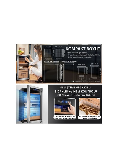 Berfmann Bfc486-sg Cedro Humidor 486 Puro Kapasiteli Elektronik Puro Dolabı
