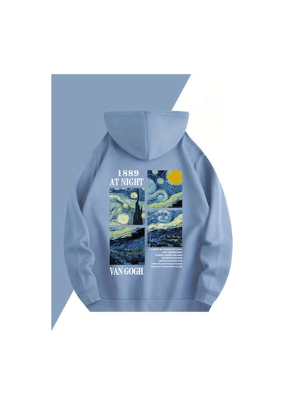 Uyguntarz Vangogh Baskılı Oversize Sweatshirt Bebe Mavisi