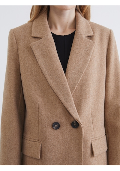 Lcw Vision Bej Kruvaze Yaka Kadın Kaşe Blazer Ceket