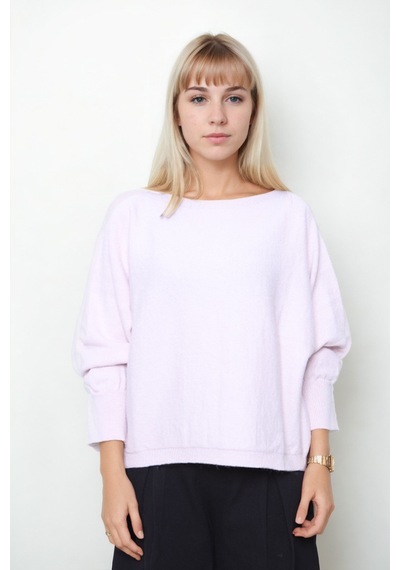 Vitrin Geniş Yaka Yarasa Kol Oversize Triko Bluz Pudra