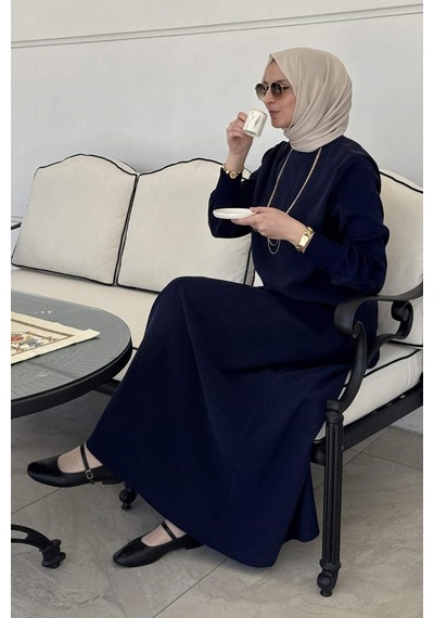 Rabia Şamlı İpek Modal Takım Lacivert Normal