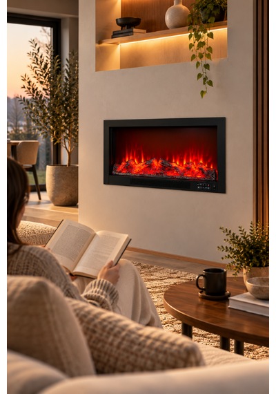 Alaz Efekt 1800w 95cm Bluetooth Ve Ses Efektli Dekoratif Elektrikli Şömine