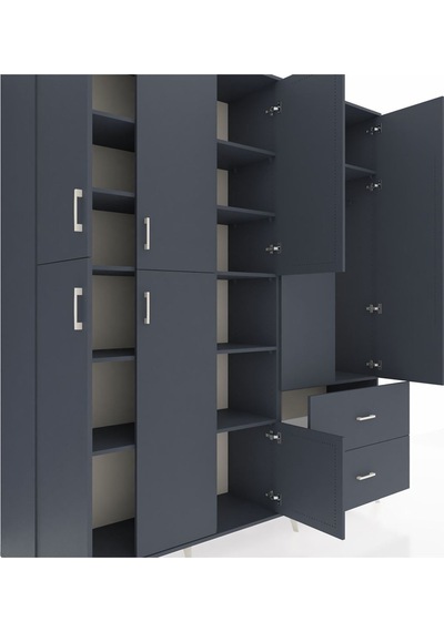 Hyperion Dolap 12 Raflı 2 Çekmeceli Tek Askılı 220x44x243 Antrasit-antrasit/antrasit Antrasıt/antrasıt - Antrasıt Hyperion Dolap 12 Raflı 2 Çekmeceli Tek Askılı 220x44x243 Antrasit-antrasit/antrasit Antrasıt/antrasıt - Antrasıt
