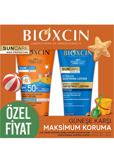 Bioxcin Sun Care Çok Yüksek Korumalı Çocuk Güneş Kremi 50Spf After Sun Hediyeli - % 100 Botanik Aktif 200 ml