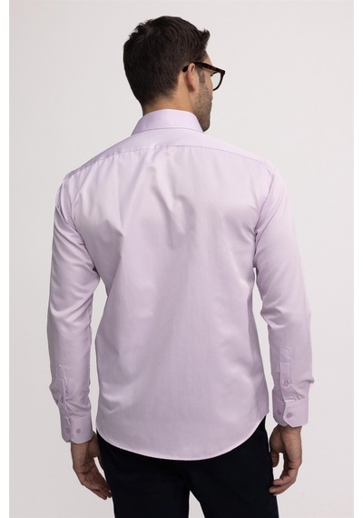 Tudors Klasik Fit Rahat Kesim Düz Erkek Gömlek-23073-Pembe
