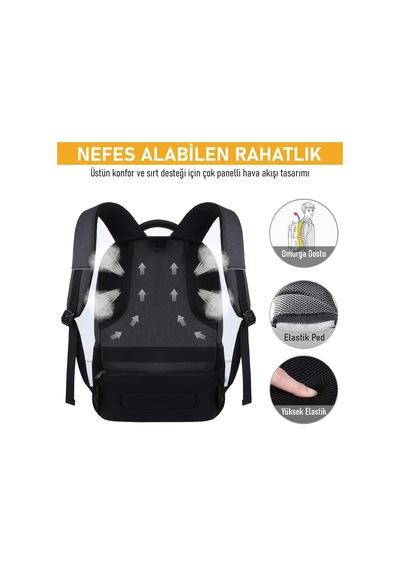 Haegs Laptop Sırt Çantası, Multi Cepli İş Seyahat Çantası - Koyu Koyu Mavi