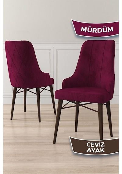 Canisa Neta Serisi, 1.sınıf Babyface Kumaş Sandalye, Ceviz Gürgen Ayak, 4 Adet Mürdüm Sandalye Sandalye Mürdüm Ayakları Ceviz
