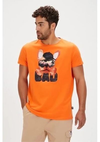 Bad Bear Spark Turuncu Baskılı Erkek Tişört Siyah