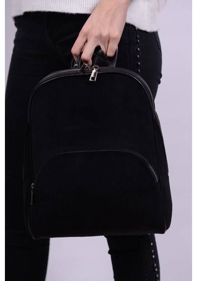 Housebags Kadife Siyah Kadın Sırt Çantası 157 Kadife Siyah
