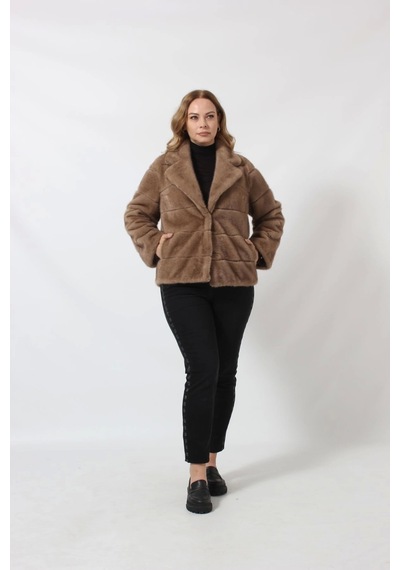 Moda Berray 3260 Vizon Suni Kürk Kısa Kaban Vizon