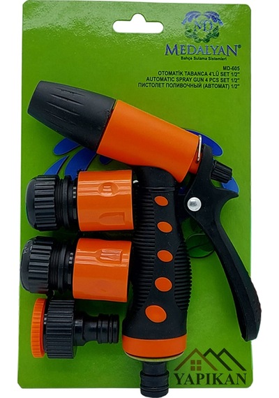 Medalyan Otomatik Bahçe Sulama Tabancası Tazyik Tabanca 4 Lü Set Md-605 Otomatik Tabanca 4 Lü Set