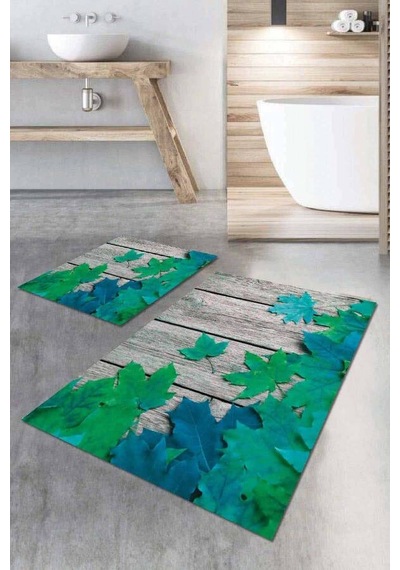 Yeşil Çınar 3d Üç Boyutlu Banyo Klozet Paspas Seti Bs027n11