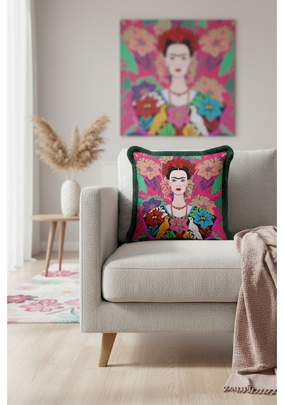 Tropikal Çiçekli Renkli Saçaklı Yastık Kılıfı - Meksika Desenli Boho Yeşil Püsküllü Kırlent Kılıfı Canlı Yosunlu Kehribar Tropikal Çiçekli Renkli Saçaklı Yastık Kılıfı - Meksika Desenli Boho Yeşil Püsküllü Kırlent Kılıfı Canlı Yosunlu Kehribar