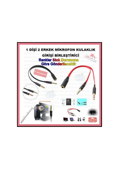 3.5 Mm Aux Kulaklık Mikrofon Dönüştürücü Birleştirici Kablo