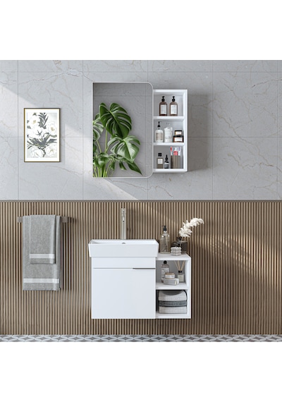 Likya Mdflam Lavabolu Banyo Dolabı Takımı, Tek Kapaklı 72 Cm Lavabolu Banyo Alt Dolabı + Üst Dolabı Beyaz Likya Mdflam Lavabolu Banyo Dolabı Takımı, Tek Kapaklı 72 Cm Lavabolu Banyo Alt Dolabı + Üst Dolabı Beyaz