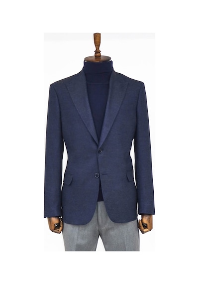 Düz Slim Fit Spor Lacivert Erkek Ceket - Wessi Lacivert
